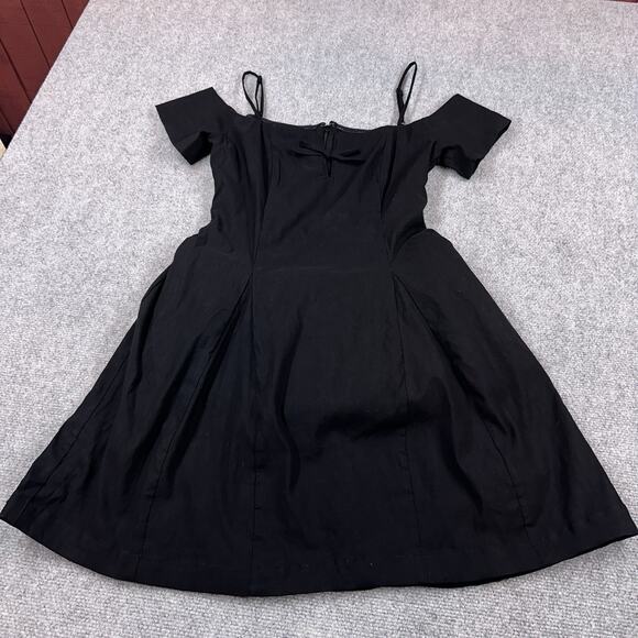 Anthropologie Maeve Off The Shoulder Bow Mini Dress Black S Tulle Pin Up Flare - Picture 4 of 14